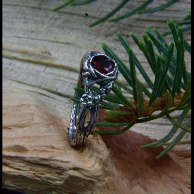 Braided Branch Ring, January Birthstone Sterling Silver Celtic Wedding Ring, Celtic Ring Woman with Viking Branch