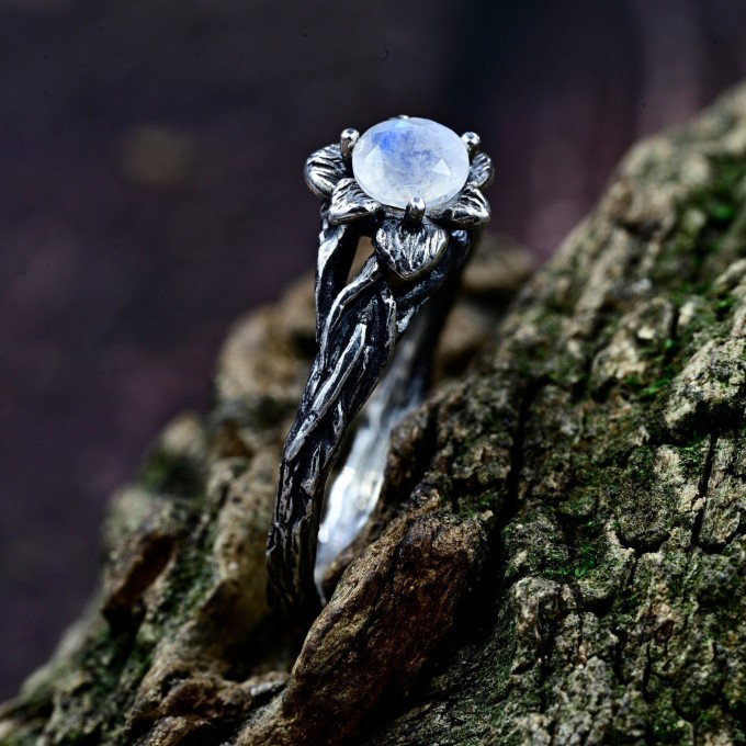 Handcrafted Silver Ring with Ethereal Moonstone