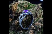 Nature Inspired Unique Amethyst Engagement Ring, Self Love Promise Ring for Women, Woodland Branch Ring, Silver Elven Jewelry