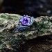 Majestic Gothic Silver Ring with Deep Amethyst Gemstone