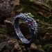 Silver Ring with Emerald and Ruby in a Nature-Inspired Design