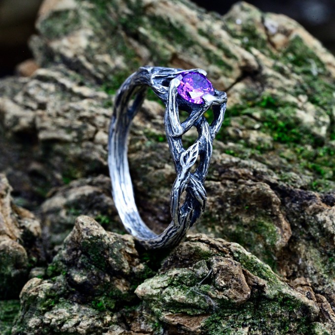 Guardian of Magic: Sterling Silver Ring with Amethyst Stone