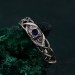 Wide Celtic Wedding Ring – Tree Bark Pattern with Sapphire, Vintage Style Sapphire Ring, Men's and Women's Wedding Band