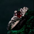 Infernal Grace: Sterling Silver Ring with Deep Red Garnet