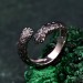 Gothic Silver Ring with Intricate Feather Motif