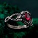 Verdant Lotus Dream Ring – Silver Leaf Accents, Whimsical Amethyst Engagement Band, Nature Fantasy Wedding Ring