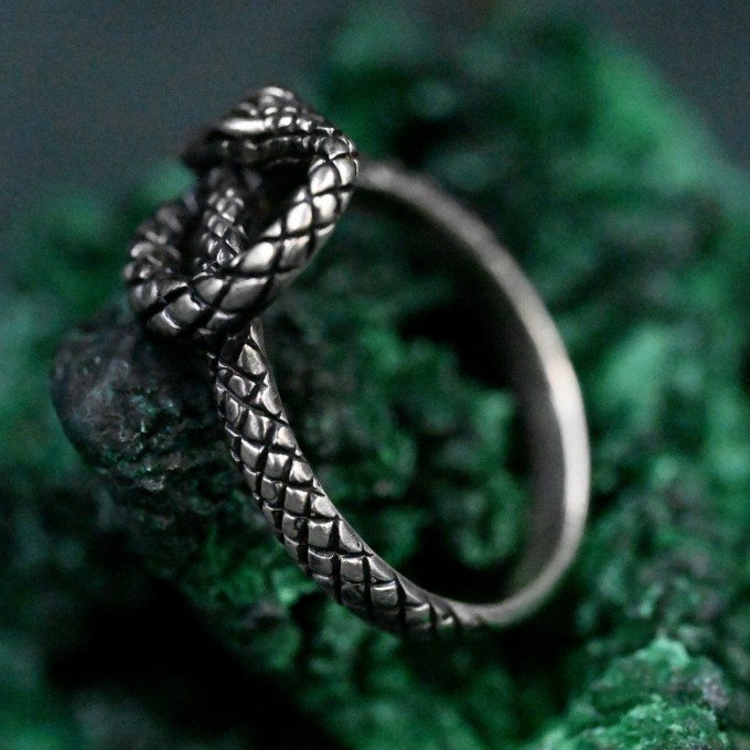 Unique Handcrafted Silver Serpent Gorgon Ring – Mystical Gothic Design, Powerful Symbolic Jewelry Gift