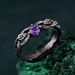 Leafy Branch with Amethyst Ring – Nature's Gemstone Adornment