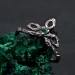 Whimsical Emerald Branch Tiara Ring – Rustic Cottagecore Bridal Jewelry, Artisan Silver Knot Wedding Band for Enchanted Forest Engagement