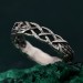 Wide Celtic Wedding Ring – Tree Bark Pattern with Sapphire, Vintage Style Sapphire Ring, Men's and Women's Wedding Band