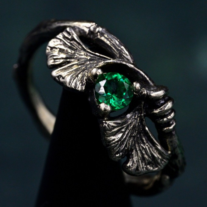 Unique Ginkgo Biloba Ring – Boho Style Silver Ring Featuring Ginkgo Leaves, Perfect Botanical Jewelry for Nature Lovers