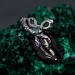 Trinity Knot Emerald Ring – Celtic Forest Nature Wedding Band, Silver Leaf Engagement Ring, Woodland Witch Design with Emerald