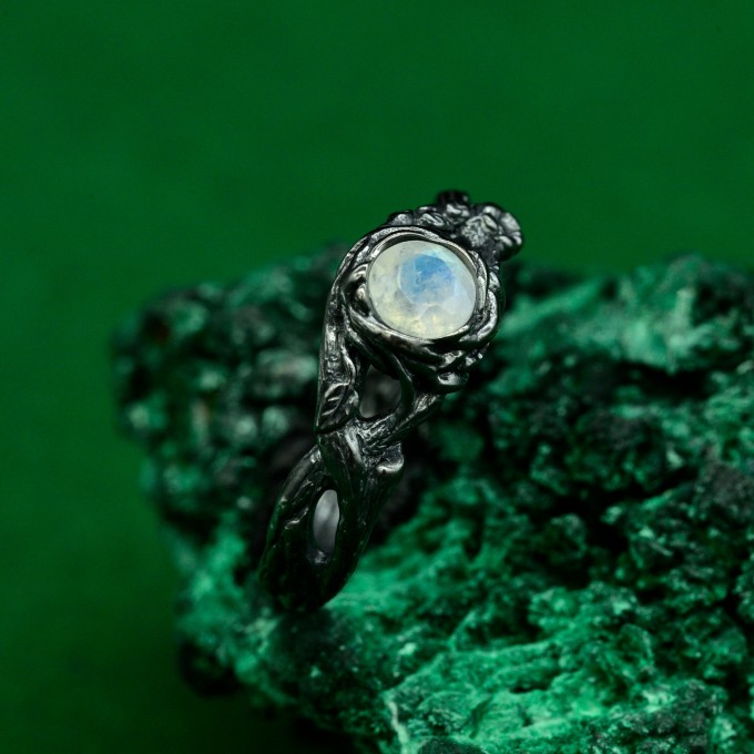 Moonlit Grace: Gothic Moonstone Ring