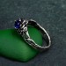 Leaf Embrace Sapphire Ring – Artistic Sterling Silver Botanical Engagement JewelryLeaf Embrace Sapphire Ring – Artistic Sterling Silver Botanical Engagement Jewelry