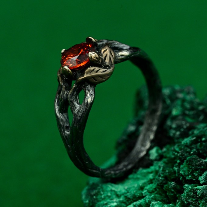 Threads of Fire: Gothic Garnet Ring