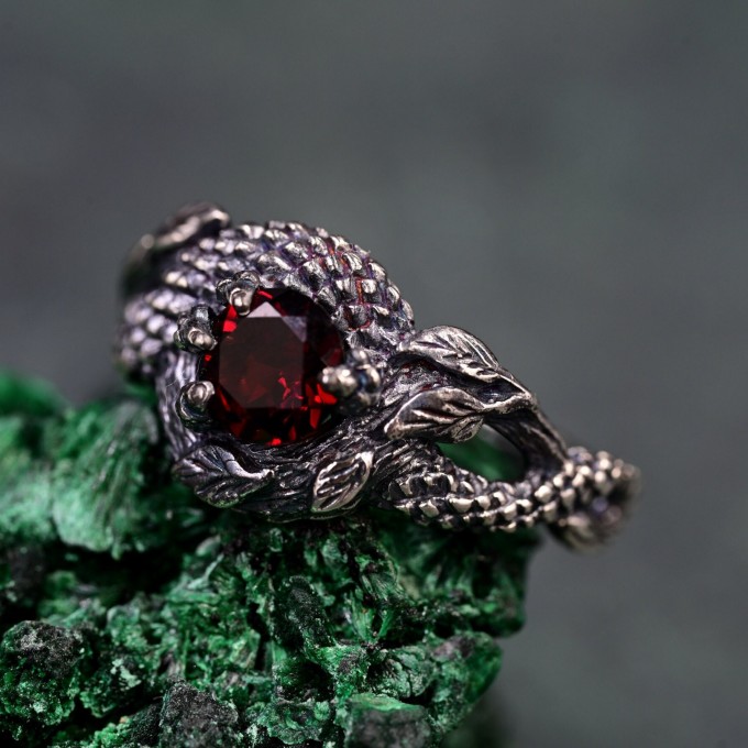 Silver Dragon Scale Ring: Handcrafted Mystical Fantasy Jewelry