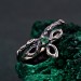 Trinity Knot Emerald Ring – Celtic Forest Nature Wedding Band, Silver Leaf Engagement Ring, Woodland Witch Design with Emerald