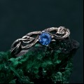 Leaves of Serenity: Gothic Blue Gemstone Ring