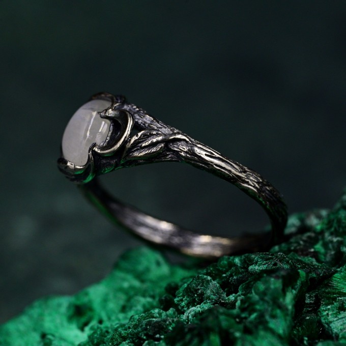 Moon Phase Silver Ring & Nature Inspired Twig Engagement Ring