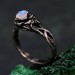 Bohemian Moonstone Lotus Ring - Unique Botanical Design