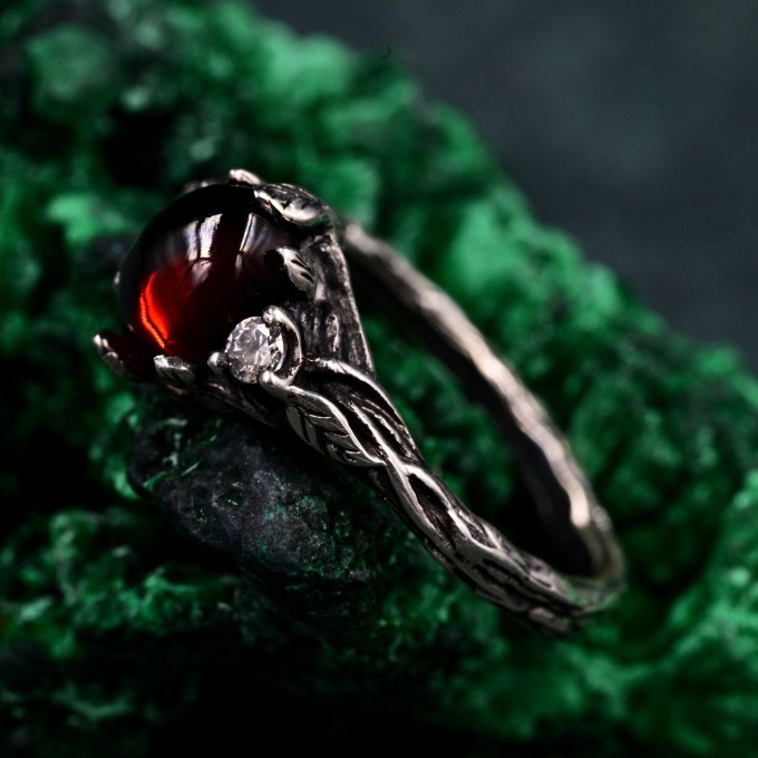 Vintage Fairycore Silver Band – Enchanted Forest Mystical Ring, Ethereal Floral Jewelry, Romantic Nature-Inspired Design
