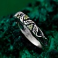 Peridot Engagement Ring with Celtic Wood Texture