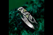 Peridot Engagement Ring, Celtic Wood Texture Wedding Ring, Nature Leaf Branch Ring, Silver Twig Wedding Band, Intertwined Tree Branch Ring