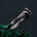 Enchanted Forest Silver Ring - Elegant Garnet & Moth Twig Design