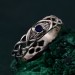 Wide Celtic Wedding Ring – Tree Bark Pattern with Sapphire, Vintage Style Sapphire Ring, Men's and Women's Wedding Band
