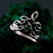 Gothic Silver Ring with Emerald and Celtic Knot Motif