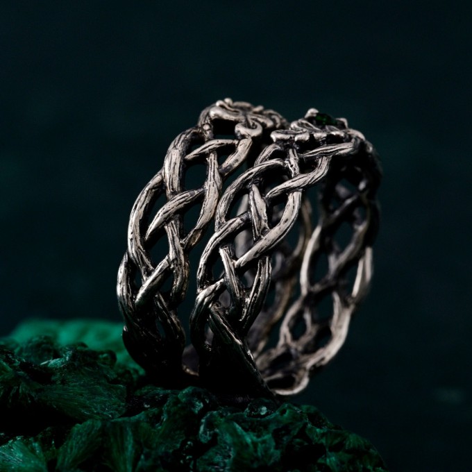 Nature's Embrace Oak & Acorn Wedding Bands