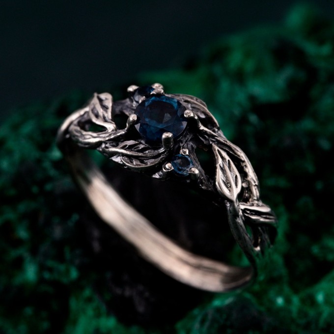 Midnight Enchantment: Blue Sapphire Silver Ring
