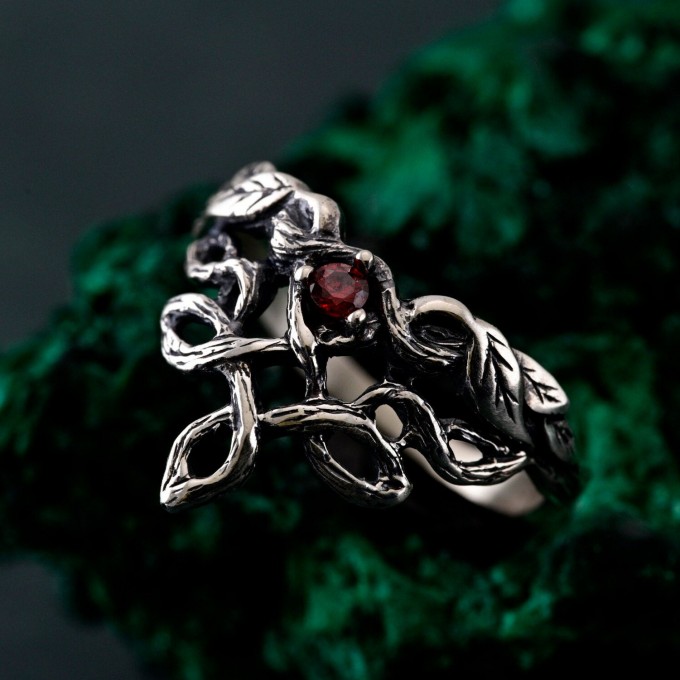 Sterling Silver Elven Tree Bark Twig Ring for Forest Inspired Engagement – Nature-Inspired Silver Engagement Ring with Celtic Knot