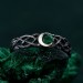Enchanted Emerald Moon Ring with Whimsical Forest Branch Design