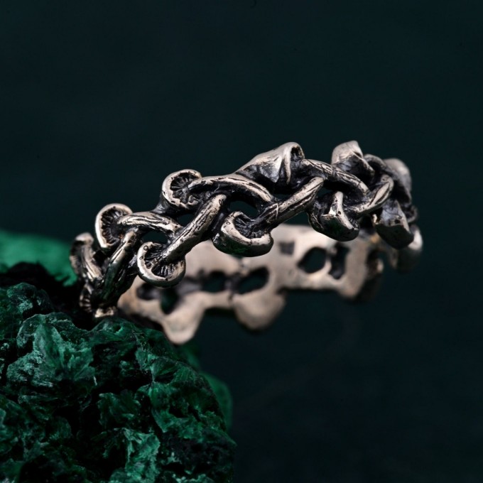 Mushroom Fantasy Ring - Nature-Inspired Silver Forest Symphony Ring