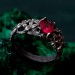 Crimson Blossom: Gothic Sterling Silver Ring with Radiant Ruby