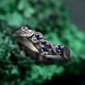 Minimalist Chevron Twig and Leaf Ring & Forest Branch Wedding Band