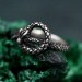Serpent Heart Sterling Silver Ring with Intricate Detailing
