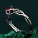 Garnet Nature-Inspired Branch Ring - Unique Silver Engagement Ring for Her