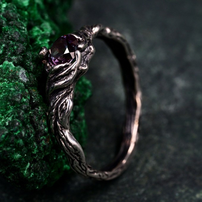 Silver Braided Band Witch Ring: Enchanted Forest Fantasy Engagement Jewelry