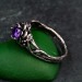 Enchanted Bloom: Gothic Sterling Silver Ring with Amethyst