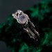 Gothic Silver Ring with Moonstone and Nature Motif