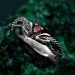 Emerald Snake Engagement Ring – Elven Fantasy Ouroboros Wedding Band, Infinity Serpent Design, Unique Wedding Ring