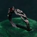 Leafy Branch with Ruby Ring – Nature-Inspired Silver Twig Jewelry