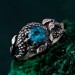 Azure Coil: Gothic Snake Ring with Blue Topaz