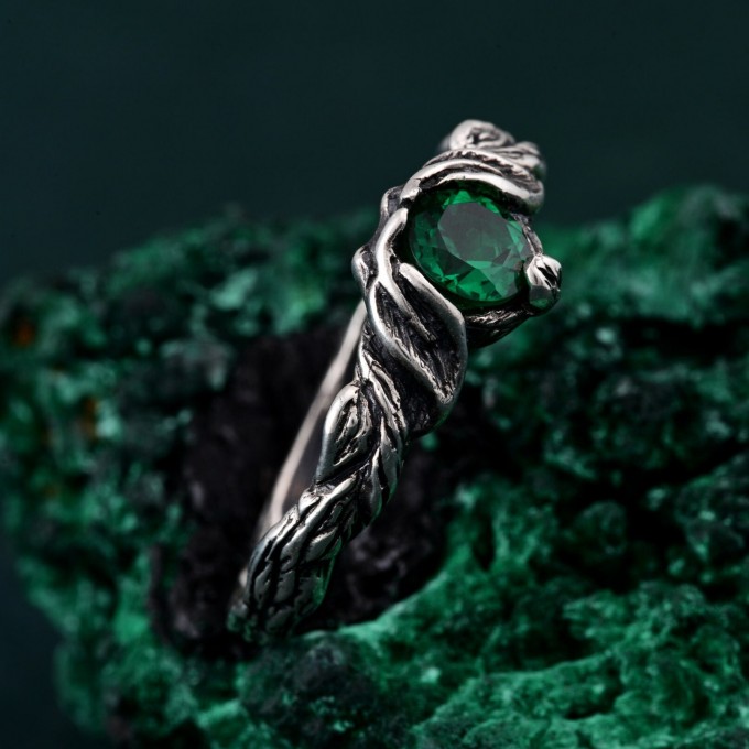 Mystical Darkness Silver Ring - Gothic Elegance Engagement Ring