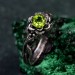 Woodland Lotus Peridot Ring – Sterling Silver Nature-Themed Floral Promise Ring, Unique Jewelry for Women