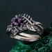 Mystical Amethyst Tree Ring - Enchanted Forest Handcrafted Leafy Silver Engagement Ring