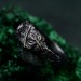 Vintage Triquetra Forest Ring – Nature-Inspired Silver Wedding Ring, Mystical Elven Jewelry with Celtic Knotwork Accent
