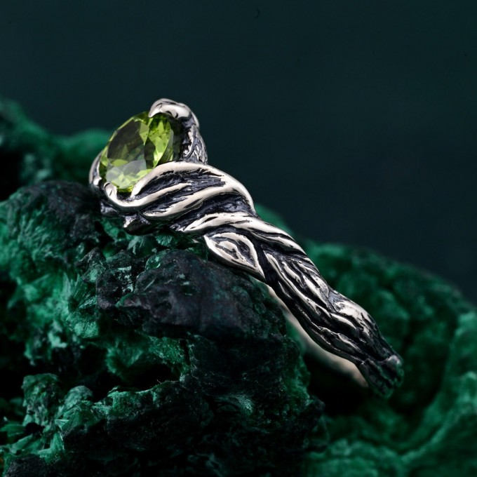 Gothic Elegance Engagement Ring - Nature's Embrace and Woodland Promise Ring